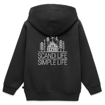 Skandinavische Ästhetik, Nordischer - Kinder Premium Organic Zip Hoodie - Schwarz - Hinten - AI Model Kid Male (0cm)