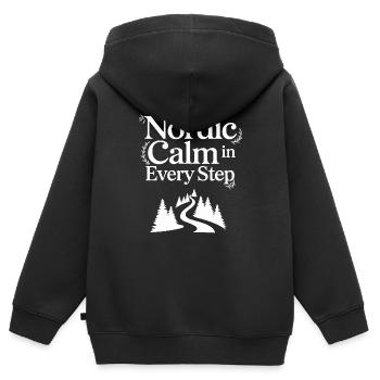 Skandinavische Ästhetik, Nordischer - Kinder Premium Organic Zip Hoodie - Schwarz - Hinten - AI Model Kid Male (0cm)
