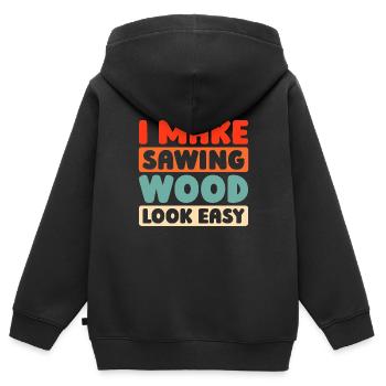 Dessinateur - Sweat Premium à capuche zippé enfant bio - noir - Dos - AI Model Kid Male (0cm)