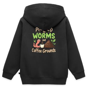 Adeptes du compostage Jardinage durable - Sweat Premium à capuche zippé enfant bio - noir - Dos - AI Model Kid Male (0cm)