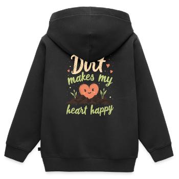 Adeptes du compostage Jardinage durable - Sweat Premium à capuche zippé enfant bio - noir - Dos - AI Model Kid Male (0cm)