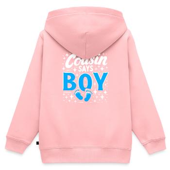 Un cousin dit que le garçon annonce sa grossesse Sexe - Sweat Premium à capuche zippé enfant bio - rose - Dos - AI Model Kid Female (0cm)