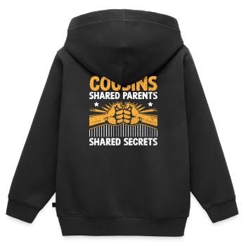 Cousins und Cousinen Gemeinsame Eltern Gemeinsame Geheimnisse Cousin - Kinder Premium Organic Zip Hoodie - Schwarz - Hinten - AI Model Kid Male (0cm)