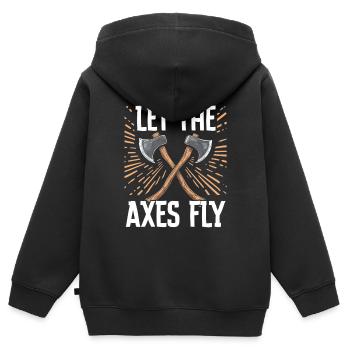 Lancer de hache Lanceur de hache Lancer de hache - Sweat Premium à capuche zippé enfant bio - noir - Dos - AI Model Kid Male (0cm)