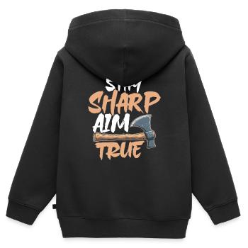 Lancer de hache Lanceur de hache Lancer de hache - Sweat Premium à capuche zippé enfant bio - noir - Dos - AI Model Kid Male (0cm)