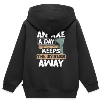 Lancer de hache Lanceur de hache Lancer de hache - Sweat Premium à capuche zippé enfant bio - noir - Dos - AI Model Kid Male (0cm)
