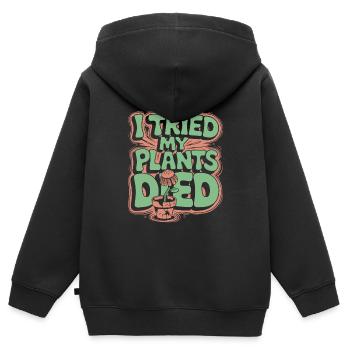 DIY Jardin, Jardinage, Humour, Plantes - Sweat Premium à capuche zippé enfant bio - noir - Dos - AI Model Kid Male (0cm)