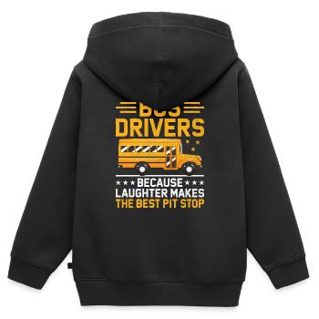 Busfahrer, weil Lachen die beste Grube ist - Kinder Premium Organic Zip Hoodie - Schwarz - Hinten - AI Model Kid Male (0cm)