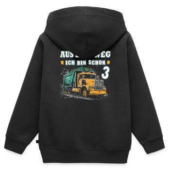 3rd birthday three years garbage truck - Kids Premium Organic Zip-up Hoodie - black - Back - AI Model Kid Male (0cm)