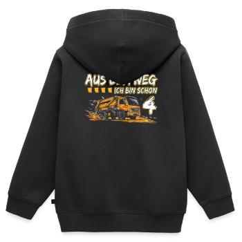 4th birthday four years garbage truck - Kids Premium Organic Zip-up Hoodie - black - Back - AI Model Kid Male (0cm)