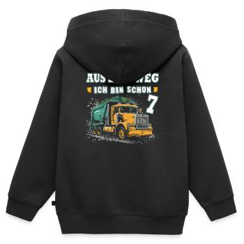 7. Geburtstag sieben Jahre Müllauto - Kinder Premium Organic Zip Hoodie - Schwarz - Hinten - AI Model Kid Male (0cm)