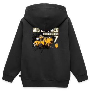 7. Geburtstag sieben Jahre Müllauto - Kinder Premium Organic Zip Hoodie - Schwarz - Hinten - AI Model Kid Male (0cm)