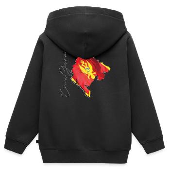 Drapeau du Monténégro sur la carte du Monténégro ME - Sweat Premium à capuche zippé enfant bio - noir - Dos - AI Model Kid Male (0cm)