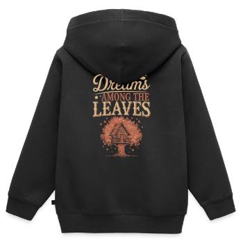 Constructeur de cabanes dans les arbres Construction de cabane dans les arbres - Sweat Premium à capuche zippé enfant bio - noir - Dos - AI Model Kid Male (0cm)