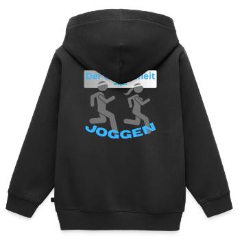 Faire du jogging - Sweat Premium à capuche zippé enfant bio - noir - Dos - AI Model Kid Male (0cm)