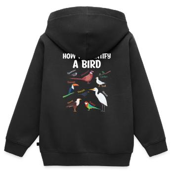 Comment identifier un ornithologue ornithologue - Sweat Premium à capuche zippé enfant bio - noir - Dos - AI Model Kid Male (0cm)
