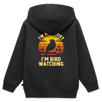 Je ne suis pas perdu Je suis ornithologue ornithologue - Sweat Premium à capuche zippé enfant bio - noir - Dos - AI Model Kid Male (0cm)