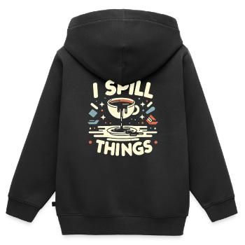 I Spill Things 11 - Kinder Premium Organic Zip Hoodie - Schwarz - Hinten - AI Model Kid Male (0cm)