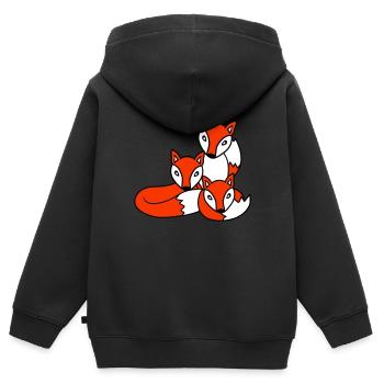 3 Foxes Friends Family Three Kids Crew Team Cute - Kids Premium Organic Zip-up Hoodie - black - Back - AI Model Kid Male (0cm)
