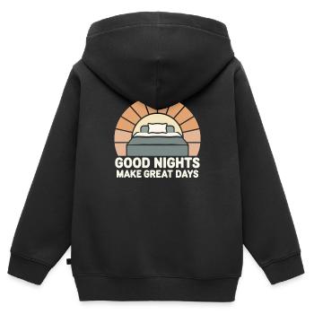 Adeptes de l’hygiène du sommeil, nuits reposantes, - Sweat Premium à capuche zippé enfant bio - noir - Dos - AI Model Kid Male (0cm)