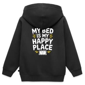 Adeptes de l’hygiène du sommeil, nuits reposantes, - Sweat Premium à capuche zippé enfant bio - noir - Dos - AI Model Kid Male (0cm)