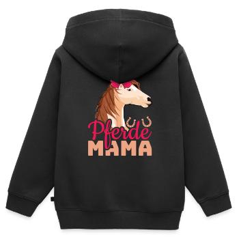 Pferde Mama Mit Hufeisen Motiv - Kinder Premium Organic Zip Hoodie - Schwarz - Hinten - AI Model Kid Male (0cm)