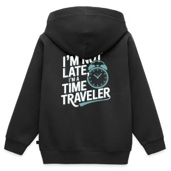 Zeitreise-enthusiast, Der Sich Für - Kinder Premium Organic Zip Hoodie - Schwarz - Hinten - AI Model Kid Male (0cm)