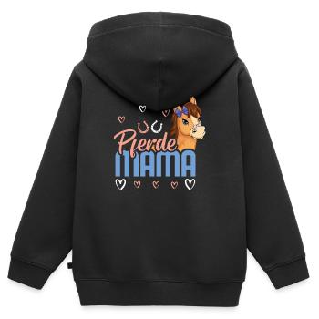 Pferde Mama Herz Hufeisen Kunst - Kinder Premium Organic Zip Hoodie - Schwarz - Hinten - AI Model Kid Male (0cm)