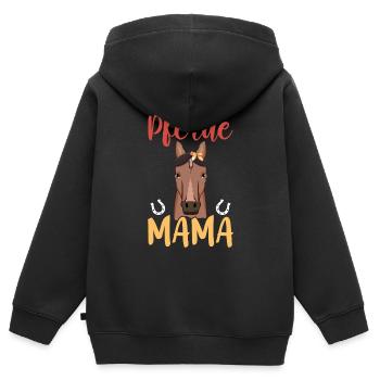 Pferde Mama Mit Hufeisen Motiv - Kinder Premium Organic Zip Hoodie - Schwarz - Hinten - AI Model Kid Male (0cm)