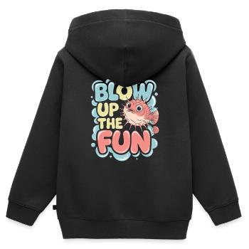 Puffer fish marine life enthusiast Quirky - Kids Premium Organic Zip-up Hoodie - black - Back - AI Model Kid Male (0cm)