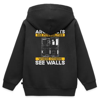 Architecte Architecture Cadeau Étudiant en architecture - Sweat Premium à capuche zippé enfant bio - noir - Dos - AI Model Kid Male (0cm)