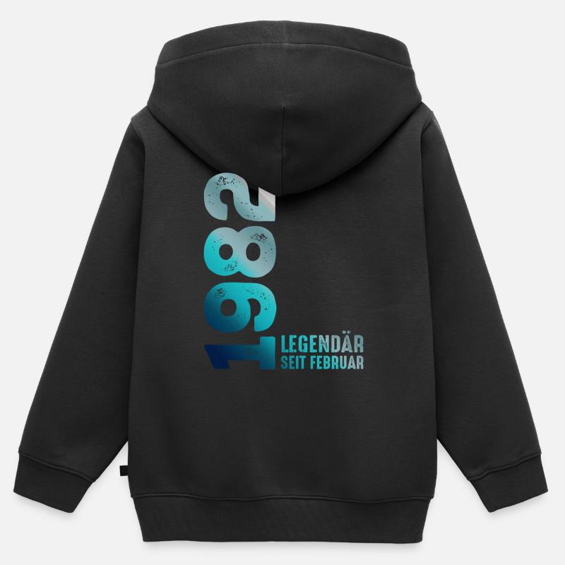 Edition Limitée Février 1982 Légendaire Depuis - Sweat Premium à capuche zippé enfant bio - noir