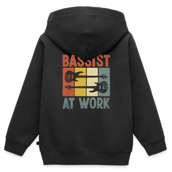 Bassist bei der Arbeit Bassist Bassist Musiker - Kinder Premium Organic Zip Hoodie - Schwarz - Hinten - AI Model Kid Male (0cm)