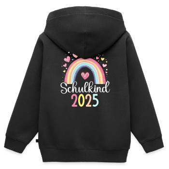 Schulkind 2025 Regenbogen Mädchen Einschulung 2025 - Kinder Premium Organic Zip Hoodie - Schwarz - Hinten - AI Model Kid Male (0cm)