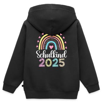 Schulkind 2025 Regenbogen Mädchen Einschulung 2025 - Kinder Premium Organic Zip Hoodie - Schwarz - Hinten - AI Model Kid Male (0cm)