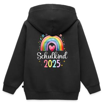 Schulkind 2025 Regenbogen Mädchen Einschulung 2025 - Kinder Premium Organic Zip Hoodie - Schwarz - Hinten - AI Model Kid Male (0cm)