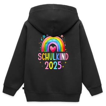 Schulkind 2025 Regenbogen Mädchen Einschulung 2025 - Kinder Premium Organic Zip Hoodie - Schwarz - Hinten - AI Model Kid Male (0cm)