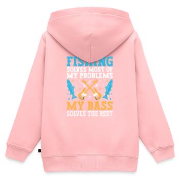 La pêche résout la plupart de mes problèmes My Bass Targets - Sweat Premium à capuche zippé enfant bio - rose - Dos - AI Model Kid Female (0cm)