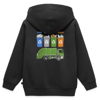 Recycling Trash Garbage Truck Trash Collector - Kids Premium Organic Zip-up Hoodie - black - Back - AI Model Kid Male (0cm)