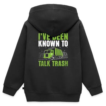 Je suis connu pour parler de déchets de ramassage des ordures - Sweat Premium à capuche zippé enfant bio - noir - Dos - AI Model Kid Male (0cm)