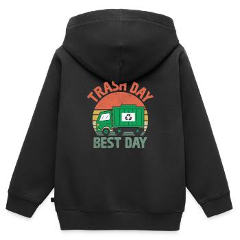 Retro Trash Day Best Day Trash Collector Garbage - Kids Premium Organic Zip-up Hoodie - black - Back - AI Model Kid Male (0cm)