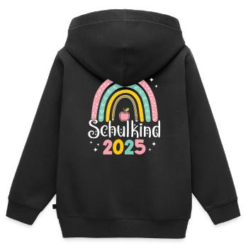 Schulkind 2025 Regenbogen Mädchen Einschulung 2025 - Kinder Premium Organic Zip Hoodie - Schwarz - Hinten - AI Model Kid Male (0cm)