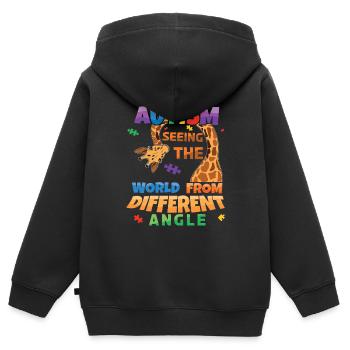 Autismus Die Welt Aus Anderer Perspektive Sehen - Kinder Premium Organic Zip Hoodie - Schwarz - Hinten - AI Model Kid Male (0cm)
