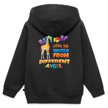Autisme : le monde sous un autre angle - Sweat Premium à capuche zippé enfant bio - noir - Dos - AI Model Kid Male (0cm)