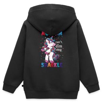 Autismus Kann Mein Funkeln Nicht Dimmen - Kinder Premium Organic Zip Hoodie - Schwarz - Hinten - AI Model Kid Male (0cm)