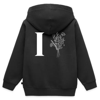 Minimalistische Blumen - Kinder Premium Organic Zip Hoodie - Schwarz - Hinten - AI Model Kid Male (0cm)