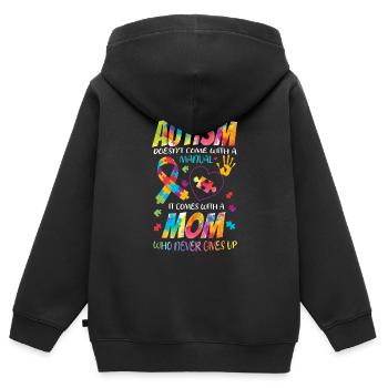 Autismus Kommt Nicht Mit Einer Anleitung - Kinder Premium Organic Zip Hoodie - Schwarz - Hinten - AI Model Kid Male (0cm)