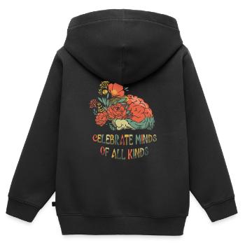 Celebrate Autism: Celebrate Minds Of All Kinds - Kids Premium Organic Zip-up Hoodie - black - Back - AI Model Kid Male (0cm)
