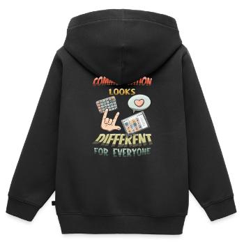 Autismus Kommunikation Sieht Für Jeden Anders Aus - Kinder Premium Organic Zip Hoodie - Schwarz - Hinten - AI Model Kid Male (0cm)