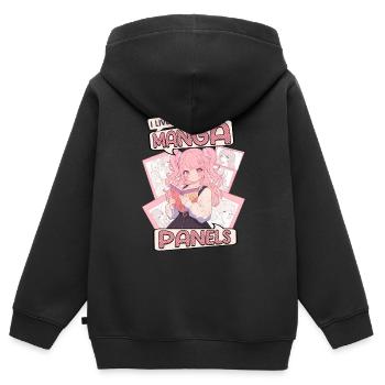 Manga Bücher Manga Liebhaber - Kinder Premium Organic Zip Hoodie - Schwarz - Hinten - AI Model Kid Male (0cm)